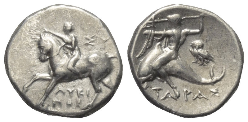 Kalabrien. Tarent.

 Didrachme oder Nomos (Silber). Ca. 272 - 240 v. Chr.
Vs:...