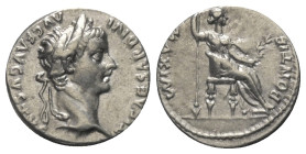 Tiberius (14 - 37 n. Chr.).

 Denar (Silber). Rom.
Vs: TI CAESAR DIVI - AVG F AVGVSTVS. Kopf mit Lorbeerkranz rechts.
Rs: PONTIF - MAXIM. Weiblich...