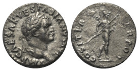 Vespasianus (69 - 79 n. Chr.).

 Denar (Silber). 70 n. Chr. Rom.
Vs: IMP CAESAR VESPASIANVS AVG. Kopf mit Lorbeerkranz rechts.
Rs: COS ITER - TR P...