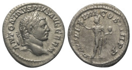 Caracalla (197 - 217 n. Chr.).

 Denar (Silber). 215 n. Chr. Rom.
Vs: ANTONINVS PIVS AVG GERM. Kopf mit Lorbeerkranz rechts.
Rs: P M TR P XVIII CO...