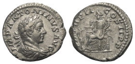 Elagabalus (218 - 222 n. Chr.).

 Denar (Silber). 219 n. Chr. Rom.
Vs: IMP ANTONINVS AVG. Büste mit Lorbeerkranz und Paludament rechts.
Rs: P M TR...