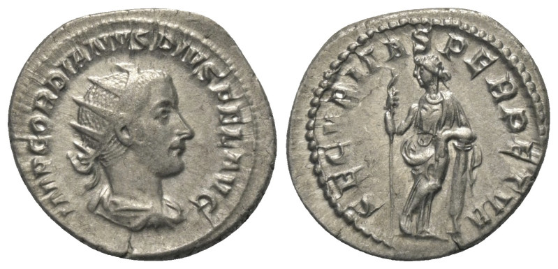 Gordianus III. (238 - 244 n. Chr.).

 Antoninian (Silber). 243 - 244 n. Chr. R...