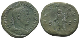 Philippus I. Arabs (244 - 249 n. Chr.).

 Sesterz (Bronze). 247 - 248 n. Chr. Rom.
Vs: IMP M IVL PHILIPPVS AVG. Büste mit Lorbeerkranz, Paludament ...