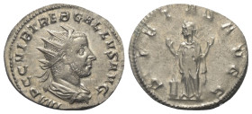 Trebonianus Gallus (251 - 253 n. Chr.).

 Antoninian (Silber). 252 - 253 n. Chr. Rom.
Vs: IMP C C VIB TREB GALLVS AVG. Büste mit Strahlenkrone, Pal...
