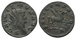 Gallienus (253 - 268 n. Chr.).

 Antoninian (Kupfer). 267 - 268 n. Chr. Rom.
Vs: GALLIENVS AVG. Kopf mit Strahlenkrone rechts.
Rs: SOLI CONS AVG /...