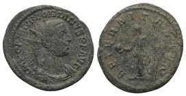 Florianus (276 n. Chr.).

 Antoninian (Kupfer). 276 n. Chr. Lugdunum.
Vs: IMP C AN FLORIANVS P F AVG. Büste mit Strahlenkrone, Paludament und Panze...