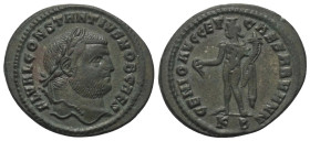 Constantius I. Chlorus (305 - 306 n. Chr.).

 Follis. 295 - 296 n. Chr. Cyzicus.
Vs: FL VAL CONSTANTIVS NOB CAES. Kopf mit Lorbeerkranz rechts.
Rs...