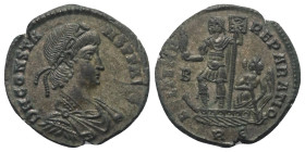 Constans I. (337 - 350 n. Chr.).

 Maiorina (Bronze). 348 - 350 n. Chr. Rom.
Vs: D N CONSTANS P F AVG. Büste mit Lorbeer-Rosettendiadem, Paludament...