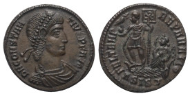 Constantius II. (337 - 361 n. Chr.).

 Centenionalis (Bronze). 348 - 350 n. Chr. Siscia.
Vs: D N CONSTANTIVS P F AVG. Büste mit Perldiadem, Paludam...