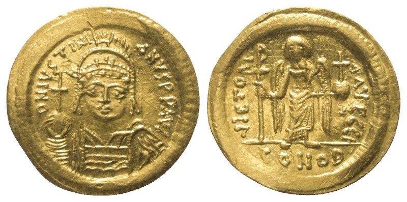 Iustinianus I. (527 - 565 n. Chr.).

 Solidus (Gold). 542 - 565 n. Chr. Consta...