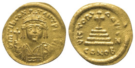 Tiberius II. Constantinus (578 - 582 n. Chr.).

 Solidus (Gold). Constantinopolis.
Vs: Dm TIb CONS - TANT P P AVG. Büste mit Kreuzkrone, Panzer, Pa...