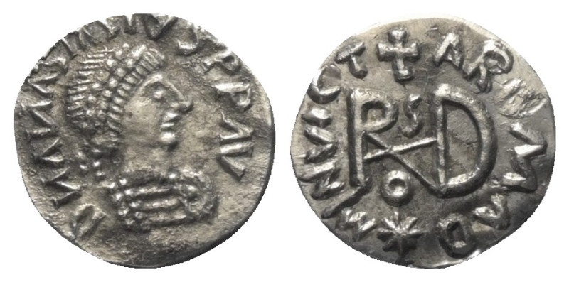 Gepiden.

 Viertelsiliqua (Silber). Ca. 520 - 530 n. Chr. (im Namen des Anasta...