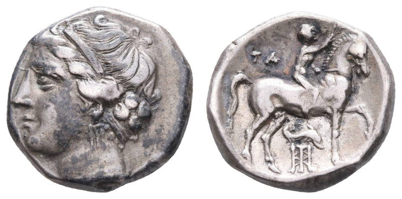 Antike Griechen
Kalabrien Taras, Nomos (7,28g), ca. 281-272 v. Chr.. Av: Nymphe...