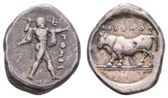 Antike Griechen
Lukanien Poseidonia, Stater (8,05g), ca. 480-400 v. Chr. Av: Ochse nach links. Rev: Poseidon mit Dreizack nach rechts. SNG ANS 662/66...