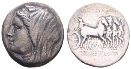 Antike Griechen
Sizilien Syrakus, 16 Litren (13,34g), 275-216 v. Chr., Hieron II., geprägt für Philistis. Av: Verschleierter Kopf der Philistis nach ...