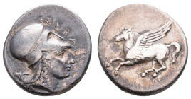 Antike Griechen
Sizilien Syrakus, Stater (8,29g), 341-317 v. Chr. Av: Pegasos nach links. Rev: Athenakopf mit korinthischem Helm nach rechts. Calciat...