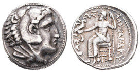 Antike Griechen
Makedonien Tetradrachme (17,13g), 323-317 v. Chr., posthum, Alexander III., Amphipolis. Av: Herakleskopf mit Löwenfell nach rechts. R...