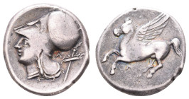 Antike Griechen
Akarnanien Leukas, Stater (8,44g), 320-280 v. Chr. Av: Pegasos nach links. Rev: Athenakopf mit korinthischem Helm nach links. Calciat...