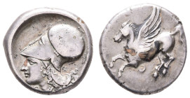 Antike Griechen
Akarnanien Thyrrheion, Stater (8,61g), 320-280 v. Chr. Av: Pegasos nach links. Rev: Athenakopf mit korinthischem Helm nach links. Cal...