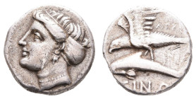 Antike Griechen
Paphlagonien Sinope, Drachme (4,65g), ca. 330-300 v. Chr., Magistrat Dionysios. Av: Nymphenkopf nach links. Rev: Adler mit ausgebreit...