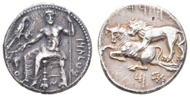 Antike Griechen
Kilikien Tarsus, Stater (10,85g), Mazaios, 361-334 v. Chr.. Av: Thronender Baaltars mit Adler, Ähre und Weinrebe. Rev: Löwe schlägt S...