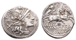 Antike Römer
Münzen Römische Republik Safra, Denar (3,96g), 150 v. Chr., Rom. Av: Romakopf mit Flügelhelm nach rechts, dahinter Wertzeichen "X". Rev:...