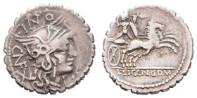 Antike Römer
Münzen Römische Republik L. Pomponius u.a., Serratus (3,86g), 118 v. Chr., Rom. Av: Romakopf nach rechts, darum Umschrift. Rev: Gallisch...