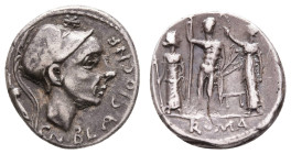 Antike Römer
Münzen Römische Republik Cn. Cornelius Blasio, Denar (3,91g), 112/111 v. Chr., Rom. Av: Marskopf mit korinthischem Helm nach rechts. Rev...