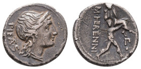 Antike Römer
Münzen Römische Republik M. Herennius, Denar (3,84g), 108/107 v. Chr., Rom. Av: Pietaskopf nach rechts, dahinter "PIETAS". Rev: Amphinom...