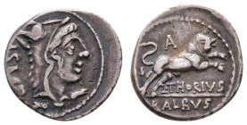 Antike Römer
Münzen Römische Republik L. Thorius Balbus, Denar (3,88g), 105 v. Chr., Rom. Av: Kopf der Juno Sospita mit Ziegenfell nach rechts, dahin...