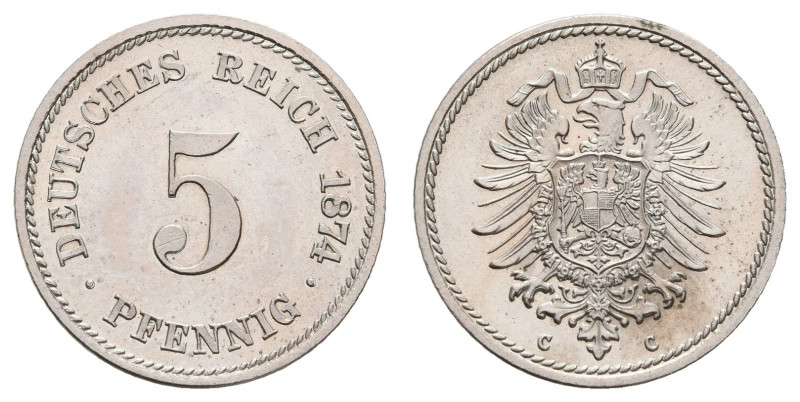 Kleinmünzen 1871-1922
 5 Pfennig, 1874, C, st. J. 3