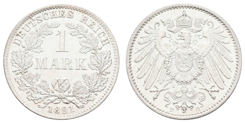 Kleinmünzen 1871-1922
 1 Mark, 1891, D, wz. Kratzer, vz-st. J. 17