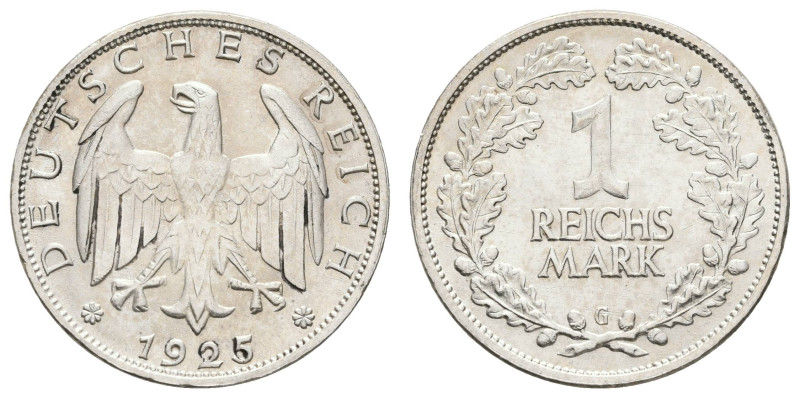 Münzen Weimar
 1 Reichsmark, 1925, G, st., J. 319