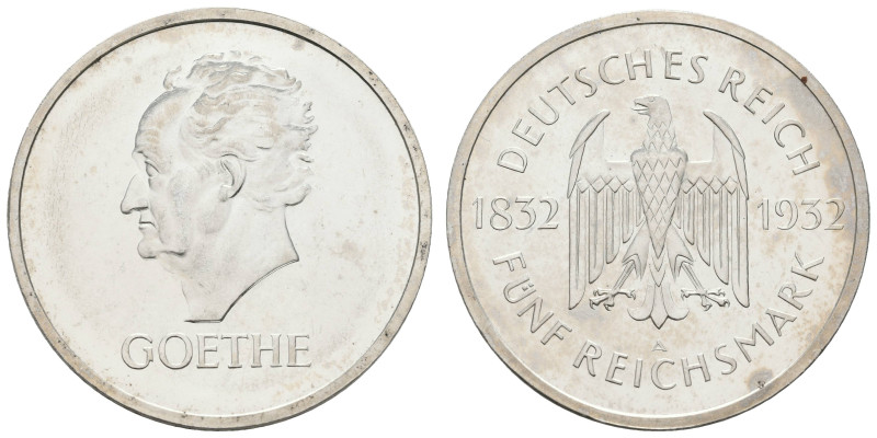 Münzen Weimar
 5 Reichsmark, 1932, A, Goethe, wz. Kr., PP. J. 351