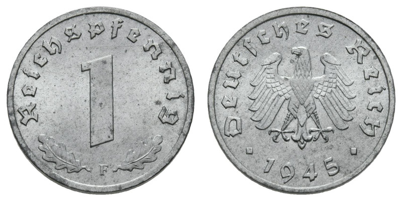 Deutschland unter alliierter Besatzung
 1 Reichspfennig, 1945, F, f. st. J. 373...