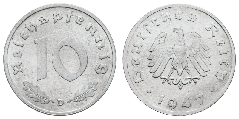 Deutschland unter alliierter Besatzung
 10 Reichspfennig, 1947, D, Aluminiumabs...