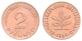 Bundesrepublik Deutschland
 2 Pfennig, 1969, J, vz-st. J. 381