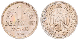 Bundesrepublik Deutschland
 1 Mark, 1950, G, wz. Kratzer, PP. J. 385. Auflage nur 85 Stück!