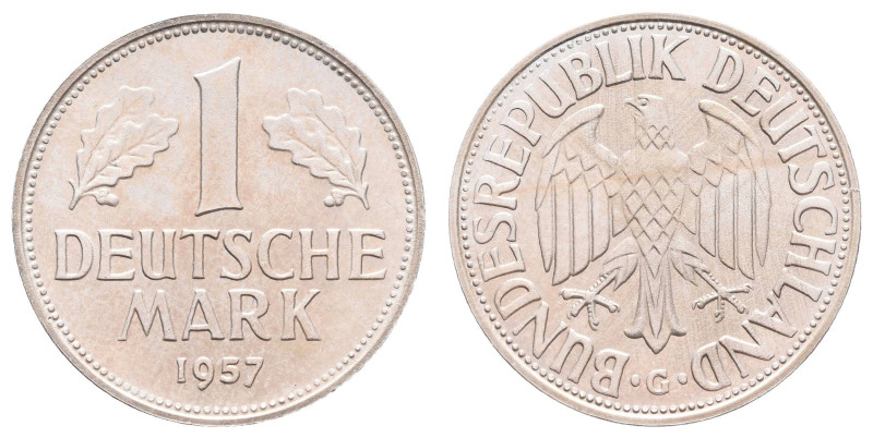 Bundesrepublik Deutschland
 1 Mark, 1957, G, PP. J. 385. Auflage nur 27 Stück!