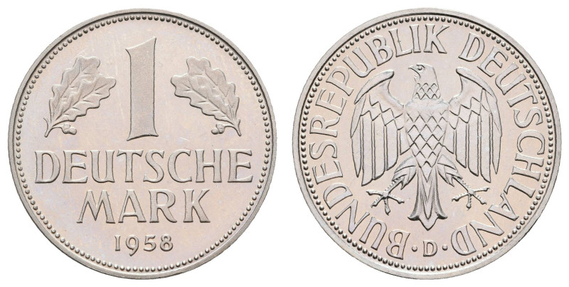 Bundesrepublik Deutschland
 1 Mark, 1958, D, PP. J. 385. Auflage nur 200 Stück!...