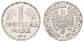 Bundesrepublik Deutschland
 1 Mark, 1959, G, PP. J. 385. Auflage nur 20 Stück!