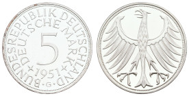 Bundesrepublik Deutschland
 5 Mark, 1951, G, PP. J. 387. Auflage nur 100 Stück!