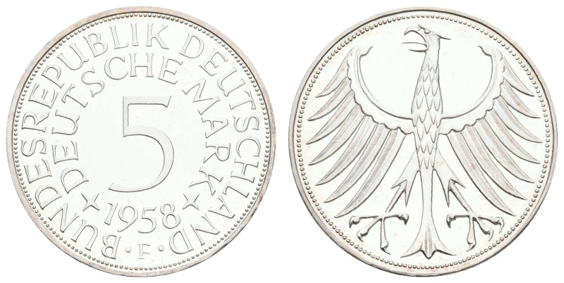 Bundesrepublik Deutschland
 5 Mark, 1958, F, PP. J. 387. Auflage nur 100 Stück!...