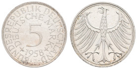 Bundesrepublik Deutschland
 5 Mark, 1958, J, PP. J. 387. Mit Gutachten Guy Franquinet.