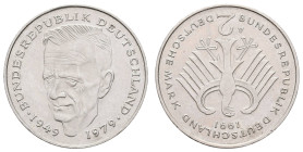 Bundesrepublik Deutschland
 2 Mark, 1991, A, Kurt Schumacher, Kehrprägung, vz. J. 424 Anm.