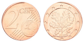 Bundesrepublik Deutschland
 2 Cent, 2007, F, geprägt auf einer 1 Cent Ronde (J. 482), f. st. J. 483