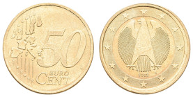 Bundesrepublik Deutschland
 50 Cent, 2002, G, Stempelkopplung mit der Adlerseite des 1 Euro Stücks (J. 488), vz-st. J. 487 Anm. Mit Kurz-Expertise Gu...