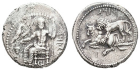 Antike Griechen
Kilikien Tarsus, Stater (10,88g), Mazaios, 361-334 v. Chr.. Av: Thronender Baaltars mit Adler, Ähre und Weinrebe. Rev: Löwe schlägt S...