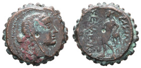 Antike Griechen
Seleukidien Æ-Serratus (8,84g), 187-175 v. Chr., Seleukos IV. Philopator, Antiochia am Orontes. Av: Büste des Apollon mit Lorbeerkran...
