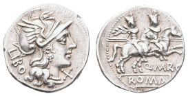 Antike Römer
Münzen Römische Republik Q. Marcius Libo?, Denar (3,36g), 148 v. Chr., Rom. Av: Romakopf mit Flügelhelm nach rechts, dahinter "LIBO", da...